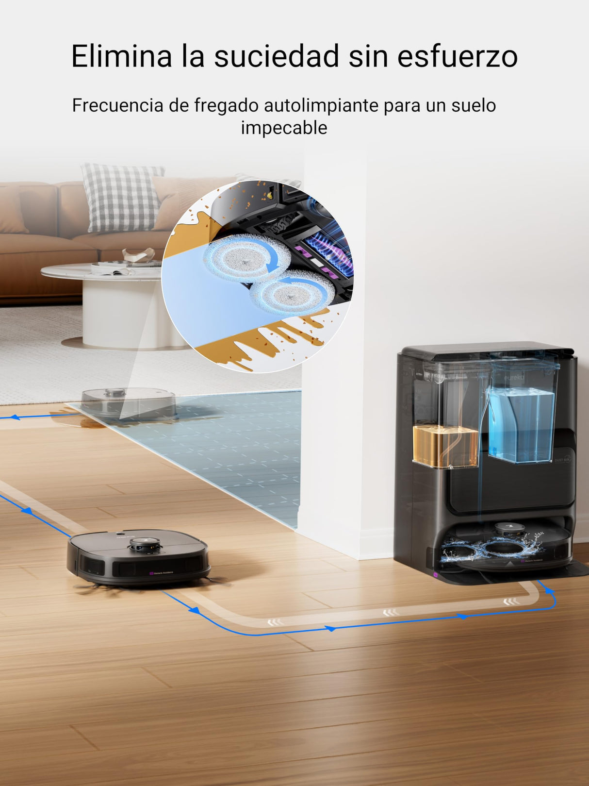EUREKA J12 Ultra Robot Aspirador y Fregasuelos,Vaciado Automático/Lavado Automático/Secado Automático Robot Aspirador Autovaciado,AI 3D Obstáculos Navegación LiDAR,5000Pa,180min Batería,WiFi/App