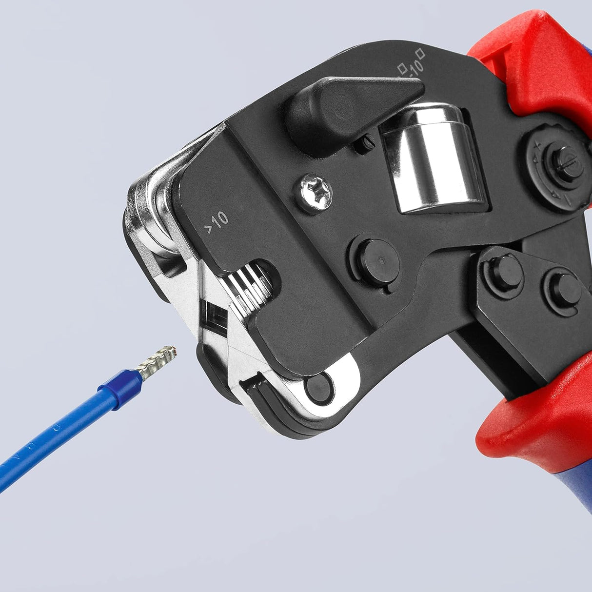 Knipex Alicate autoajustable para crimpar punteras huecas de acceso frontal bruñido, con fundas multicomponentes 190 mm 97 53 09