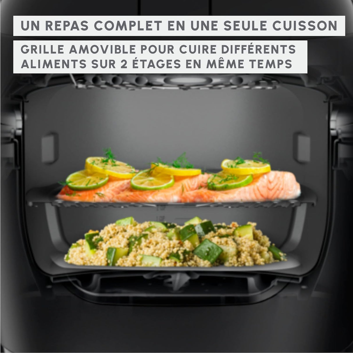 Moulinex Multicook & Fry - Robot de cocina con freidora de aire incorporada, 12 programas, cocción en 2 niveles, función de programación, 6 L de capacidad, gris hipopótamo MZ730BF0