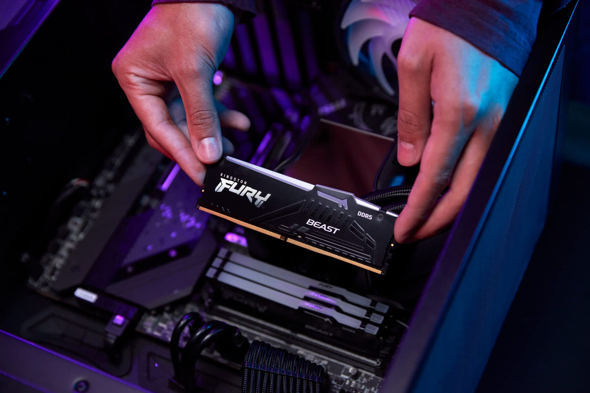 Kingston FURY Beast Negro RGB XMP 128GB 5600MT/s DDR5 CL40 DIMM Memoria gamer para Ordenadores de sobremesa Kit de 4 - KF556C40BBAK4-128