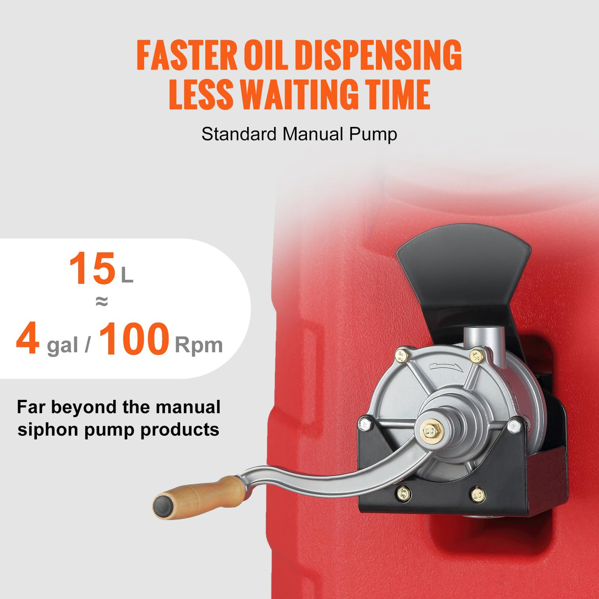 VEVOR Tanque de Combustible Portátil con Ruedas 16 Gal 60L Bidón de Gasolina 7,8L/min con Bomba Manual, Transferencia de Combustible para Gasolina, Diesel, Aceite, Máquina, Cortacésped, Coche, Tractor