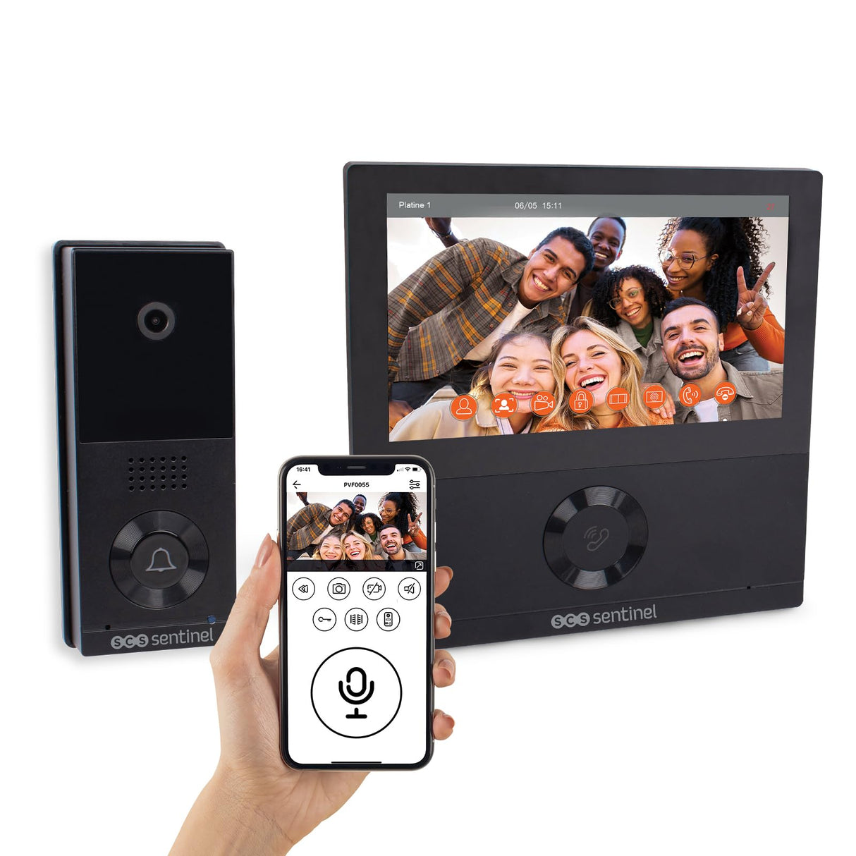 SCS Sentinel - Videoportero Visiowifi Conectado Con Cable - Gran Angular de 110° - Pantalla Táctil De 7'' - Conectividad Wi-Fi 802.11B/G/N - Captura de Fotos Y Vídeos