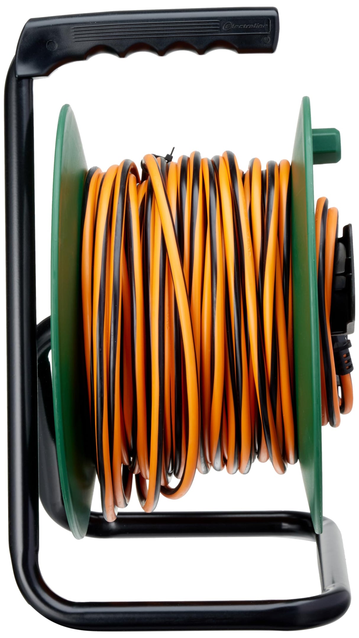 Electraline 49248 Alargador con Enrollacables 40 m, Sistema Antidesconexión Electralock, 2 x 1,5 mm², Negro y Naranja