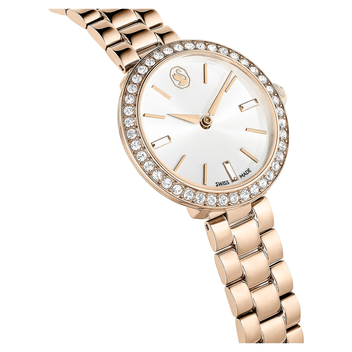 Swarovski Reloj Certa, Fabricado en Suiza, Brazalete de Metal, Tono Dorado, Acabado Tono Oro champán