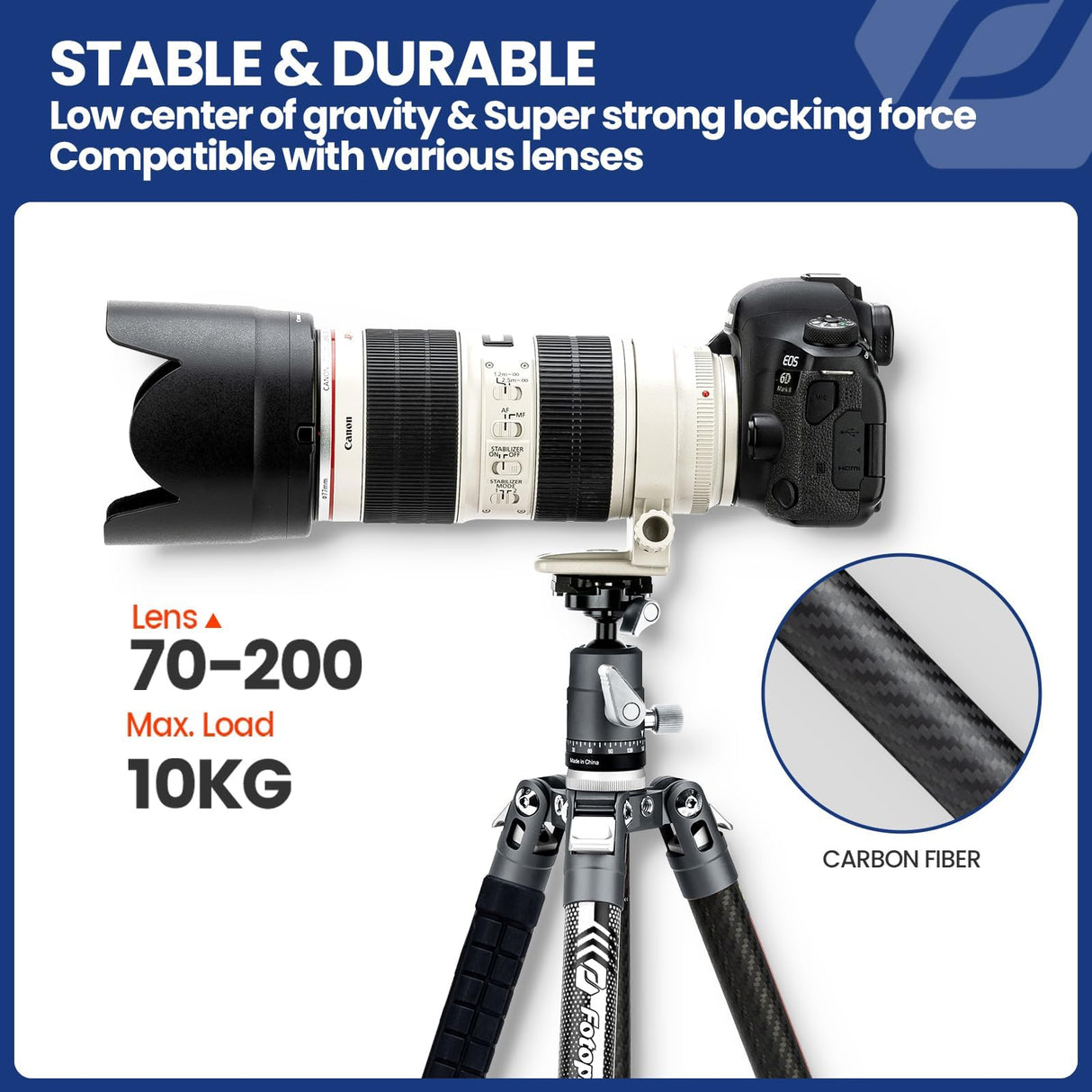 Fotopro Trípode de Viaje Ligero de 62 Pulgadas con monopio 360 Cabeza de Bola retráctil Estable 2.07 lbs trípode de Fibra de Carbono Profesional Ultraligero para cámara DSLR