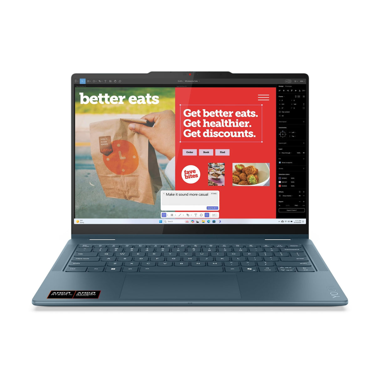 Lenovo Yoga 7 - Ordenador portátil 2 en 1, Copilot+PC, 14" WUXGA OLED, AMD Ryzen AI 7 350, 16 GB de RAM, SSD de 512 GB, AMD Radeon 860M, Win11, QWERTZ, Tidal Teal, 3 Meses Premium Care, Incluye Funda