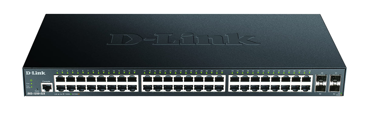 D-Link DGS-1250-52X/E - Switch 52 Puertos Gigabit Gestionable Layer 2/3 (48x Base-T Puertos, 4X 10G SFP+) - Solo Cable de alimentación de la UE