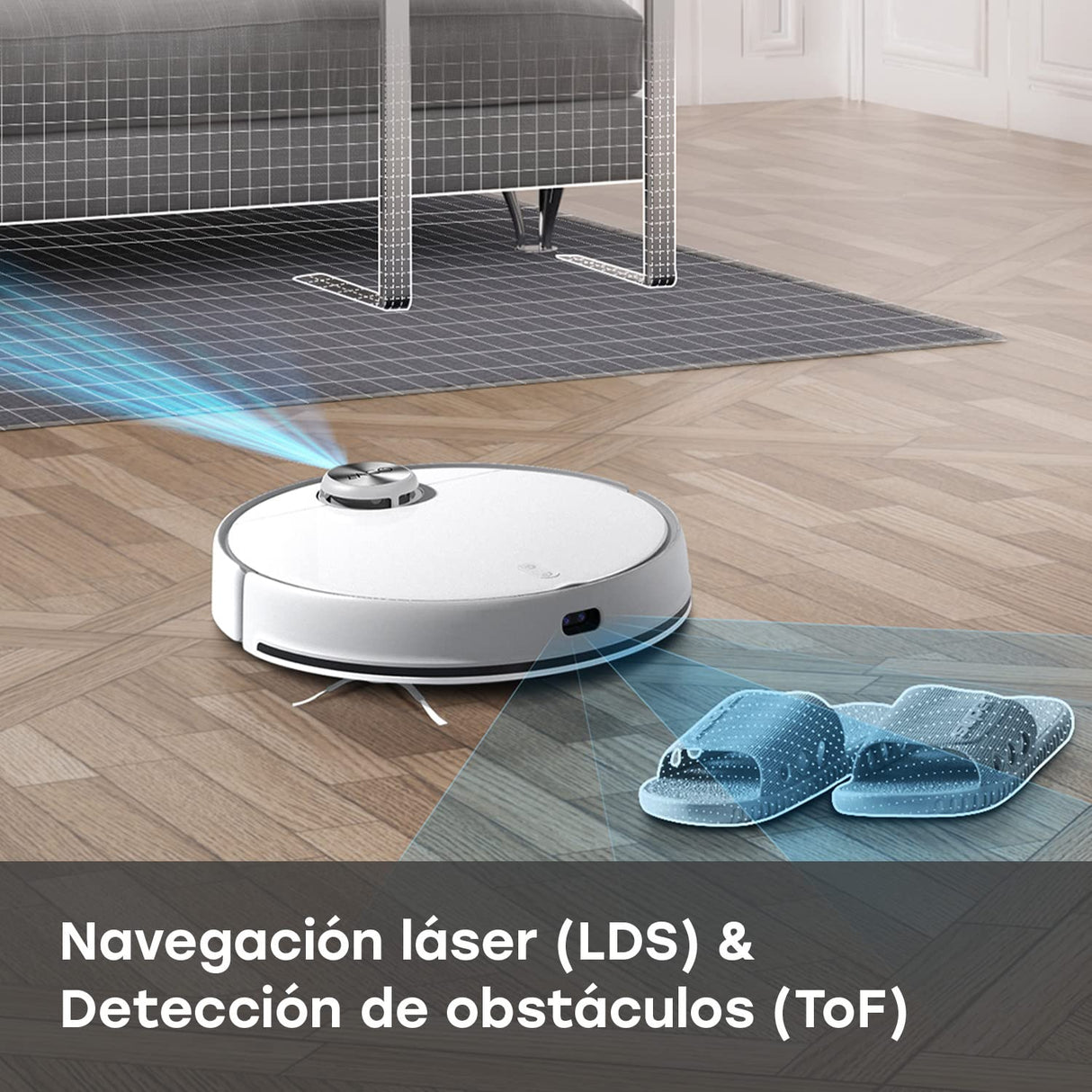 ZACO M1S Robot Aspirador y fregasuelos con estación de autovaciado, navegación láser y detección de obstáculos, depósito de Agua Dulce de 4L, App, mapeo, 180 min, con detección de alfombras