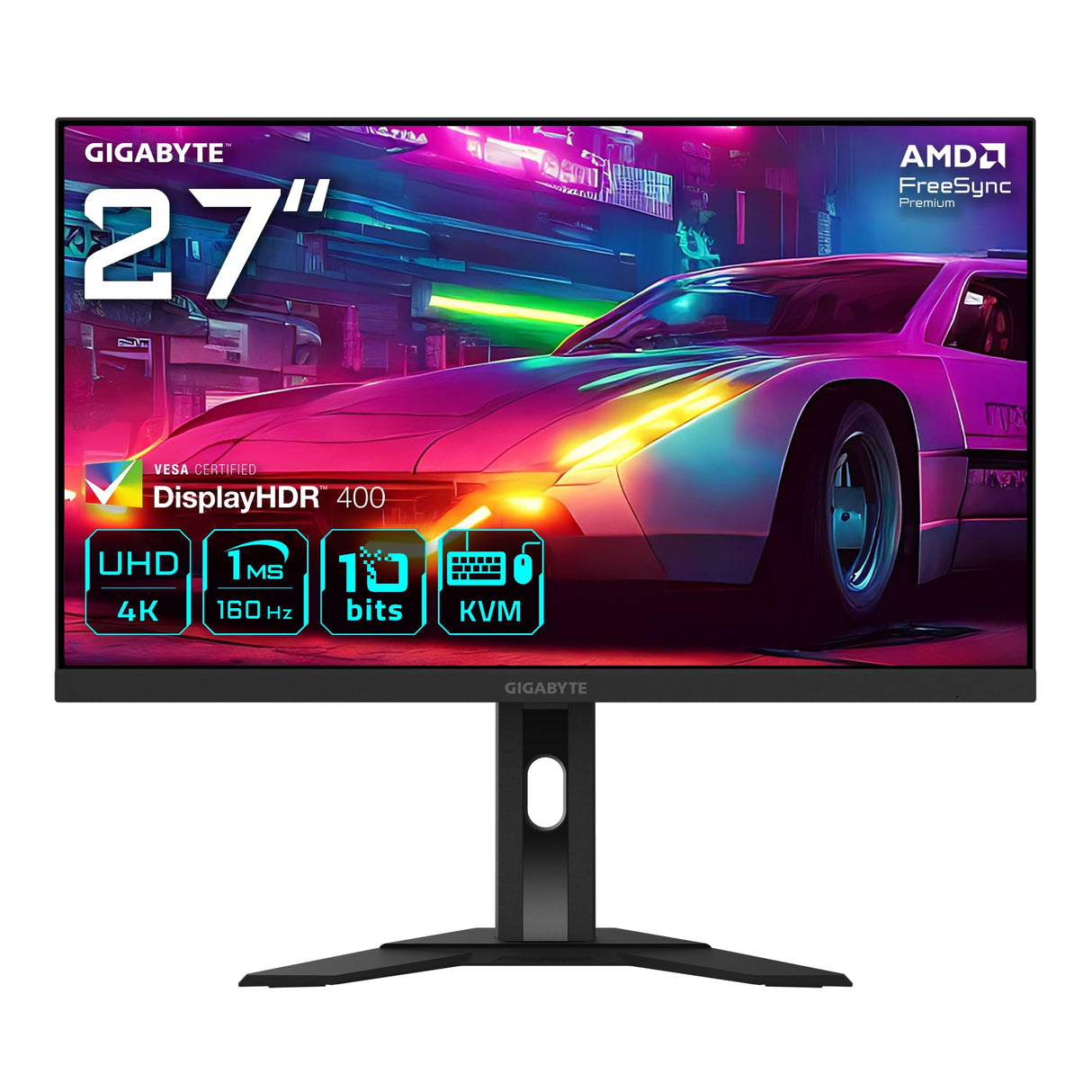 Gigabyte M27UA 27" Monitor de Juegos UHD - 3840 x 2160, 160Hz, 1ms, 400 CD/m², FreeSync Premium, HDR Listo, HDMI 2.1, DisplayPort 1.4