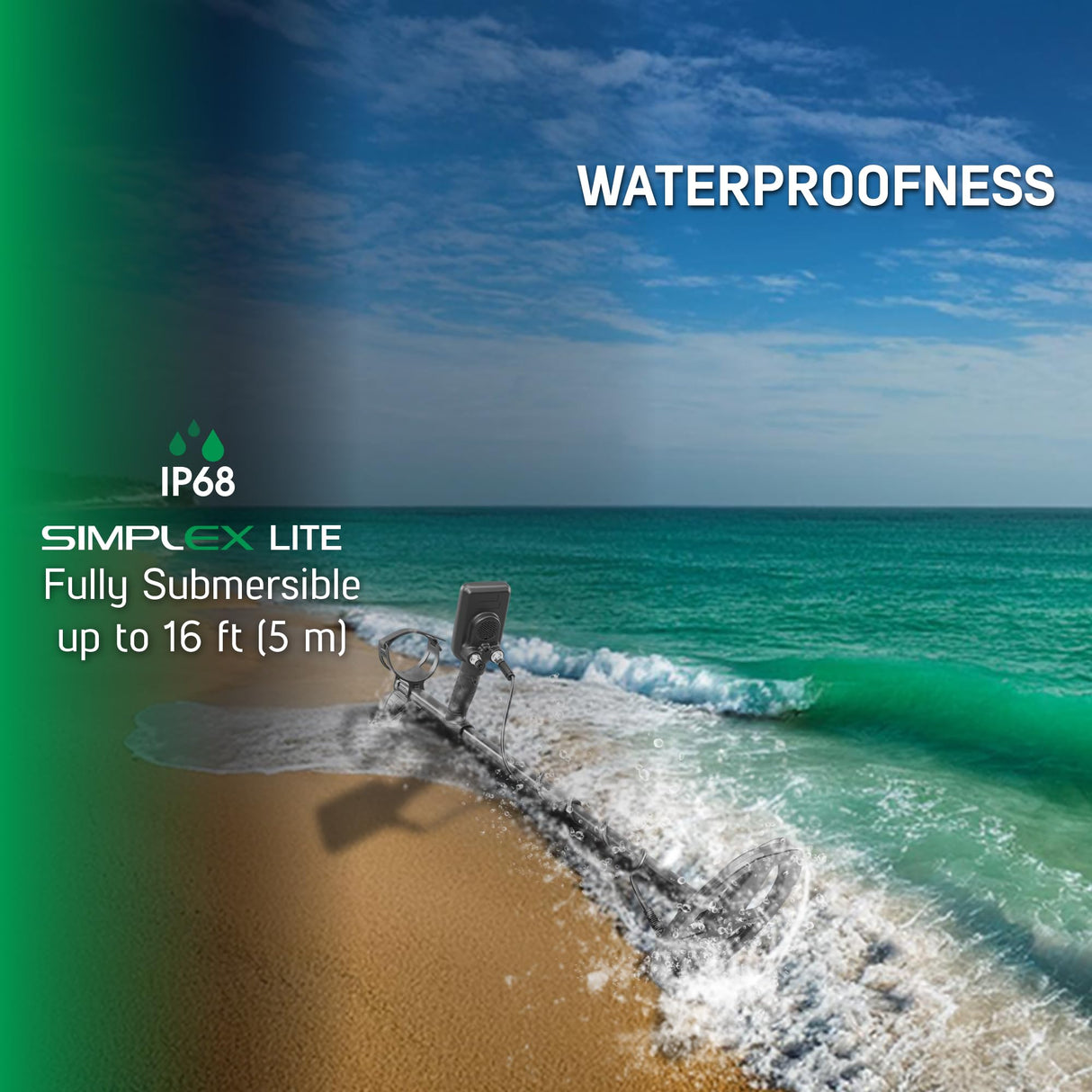 Nokta Simplex Lite - Detector de metales con bobina de búsqueda DD impermeable de 24 cm, vibración para detectar bajo el agua, playa y todos los modos de búsqueda de metales