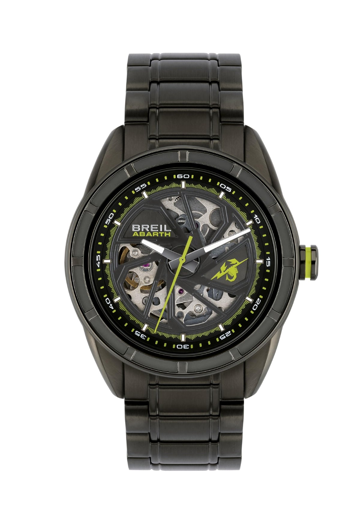 BREIL Reloj Hombre Abarth Monocolor Esfera Negra Movimiento AUTOMÁTICO Solo Tiempo y Pulsera DE Acero Color Gris TW2045