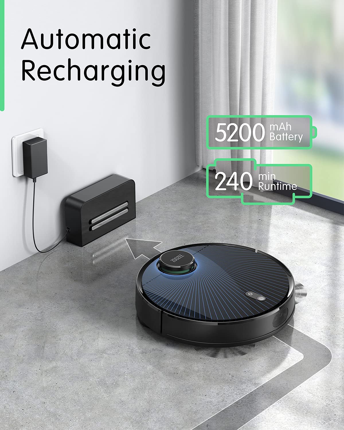 zoozee Z70 Robot Aspirador y fregasuelos con LiDAR navegador láser, succión de 3500 Pa y 5200mAh, Ideal Mascotas - Sugerencias Personalizadas - 5GHz Wifi-Compatible con tu Asistente de Voz