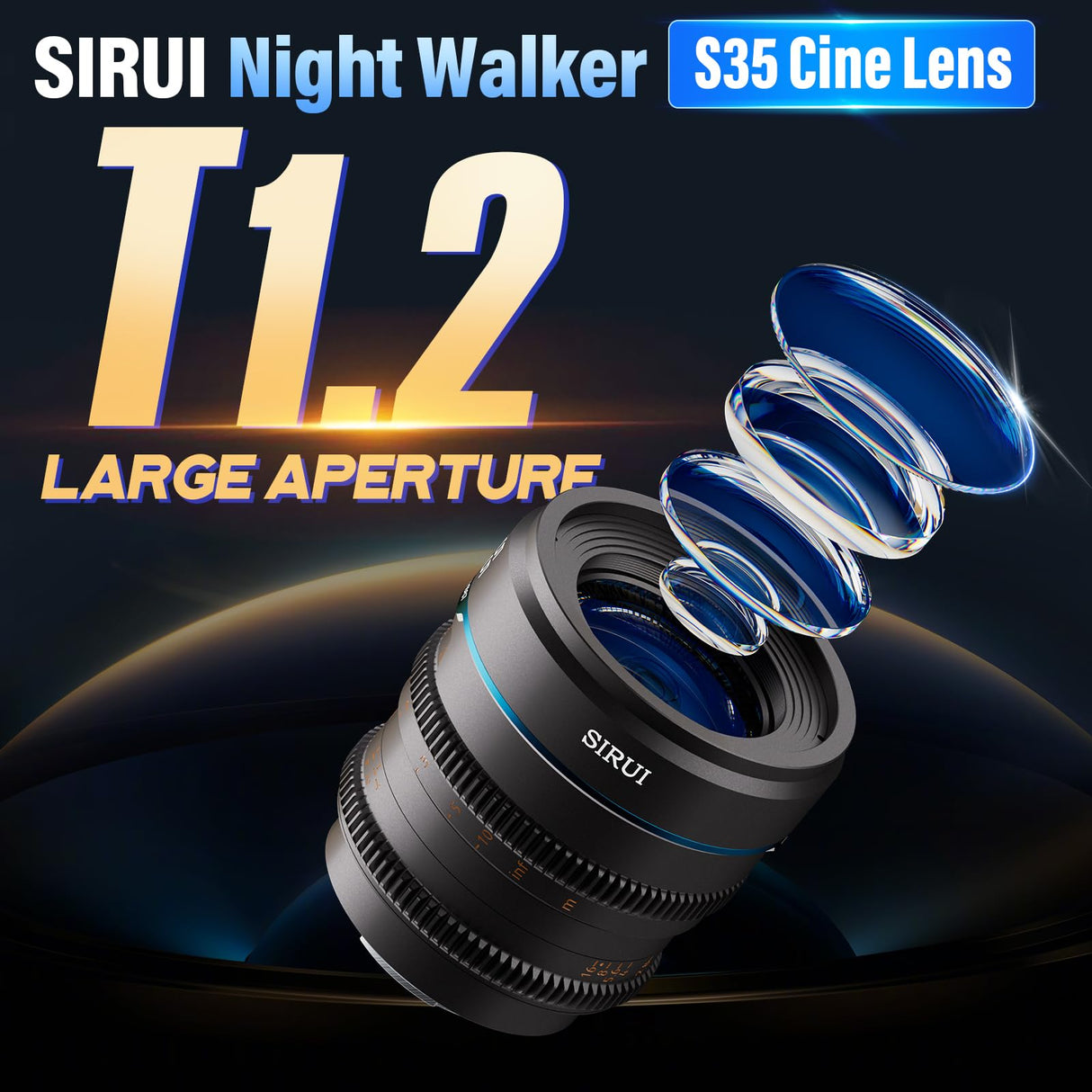 SIRUI Night Walker 24mm Lente de Cine con Enfoque Manual, Lente de Gran Apertura T1.2 con Montura S35 de M4/3 Montura, para BMPCC4K, GH5II, GH6, Z CAM (MS24M-G, MFT Montura, Gris)