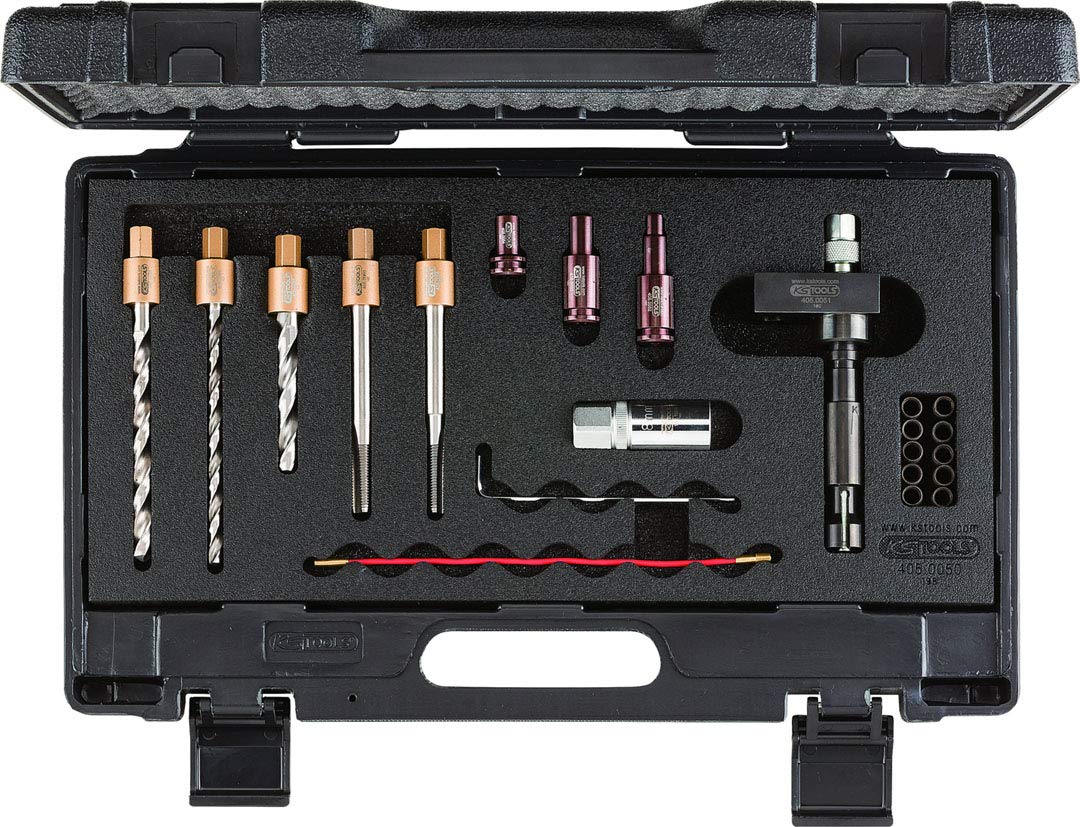 KS Tools 405.0050 Juego de escariadores de tornillos de sujeción de inyectores, 22 pzs