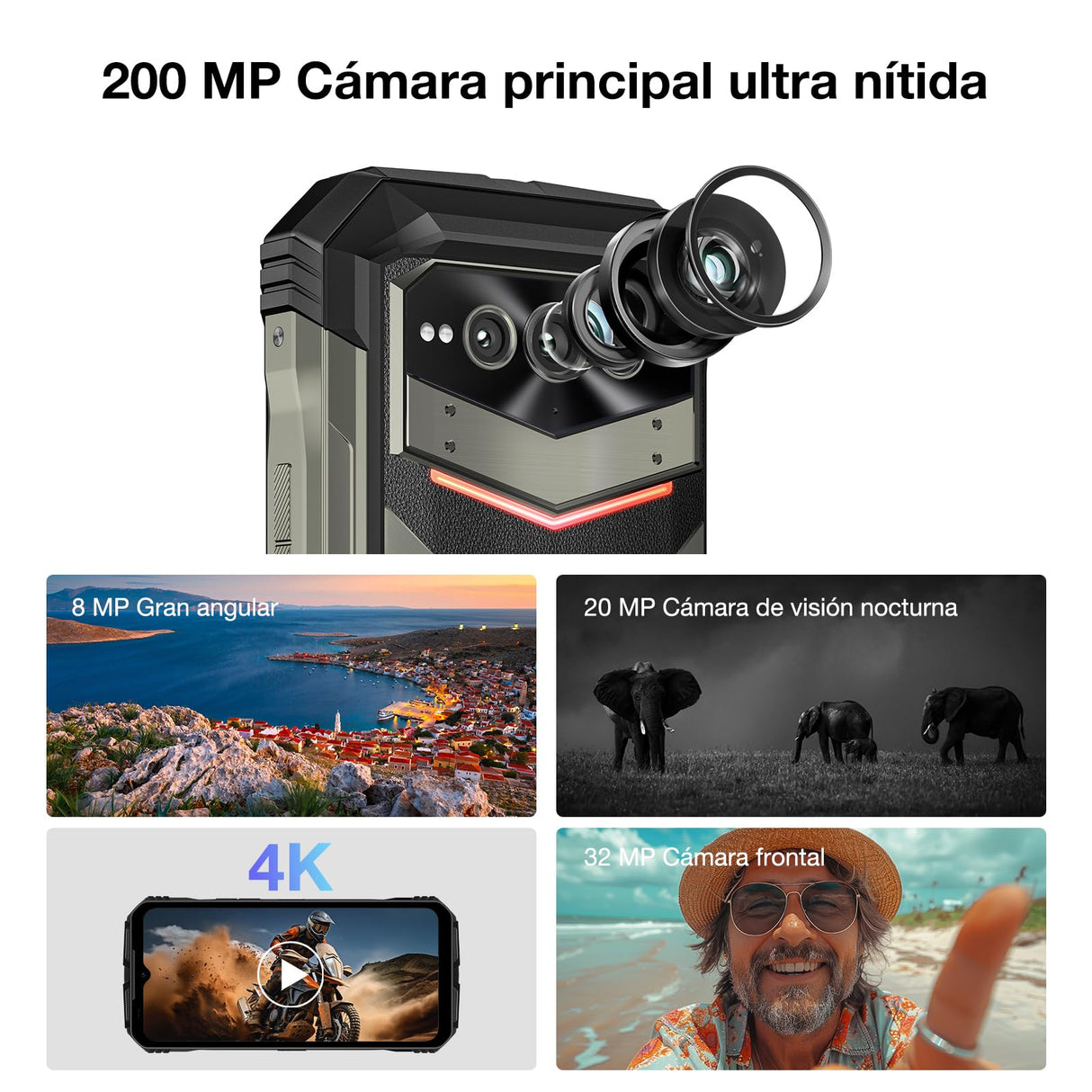 DOOGEE VMax Plus Movil Irrompible 5G, 36GB+512GB, 22000mAh 33W Móvil Resistente, Cámara 200MP+Visión Nocturna, 6.58" 120Hz Smartphone Dimensity 7050 Octa Core, NFC/IP68IP69K/ WiFi6 Moviles Rugerizados
