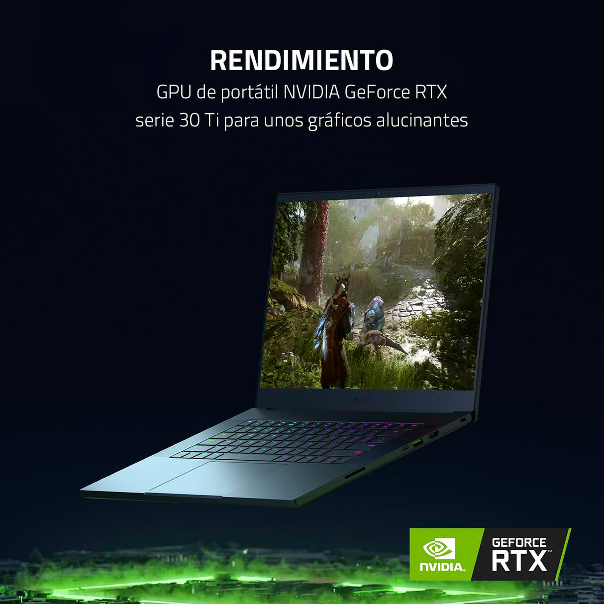 Razer Blade 15 - PC Portatil-Gaming | Nvidia RTX 3060 6GB | Intel i7-12800H | 15,6" 240Hz 2,5ms QHD-Pantalla | 16GB RAM DDR5 4800 MHz | 1 TB PCIE 4.0 | QWERTY Teclado-Español | Negro