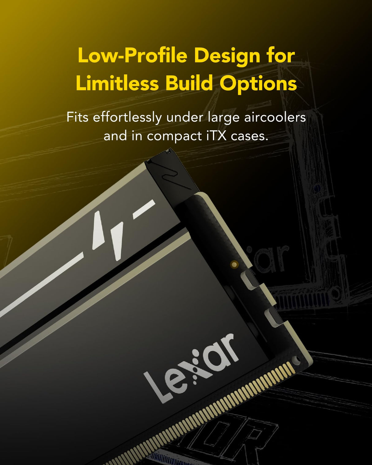 Lexar OC DDR5 RAM 64GB Kit (2x32GB) 6000 MHz CL40, Memoria de Escritorio UDIMM de 288 Pines para Intel XMP 3.0/AMD Expo, DRAM para PC para Juegos, IA, 1.35V, Negro
