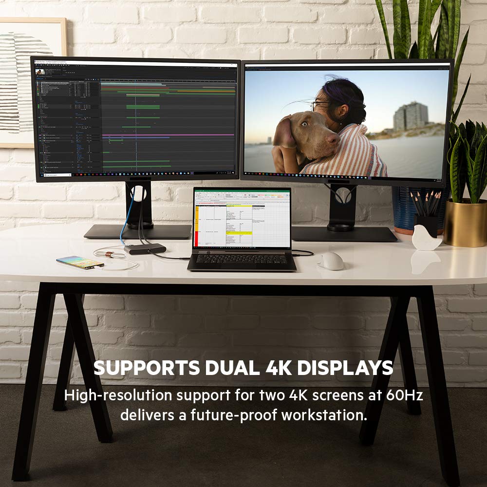 Belkin Base Dock Thunderbolt 3 con Cable Integrado Thunderbolt 3 para Ordenadores Mac OS y Windows con USB-C, Gris