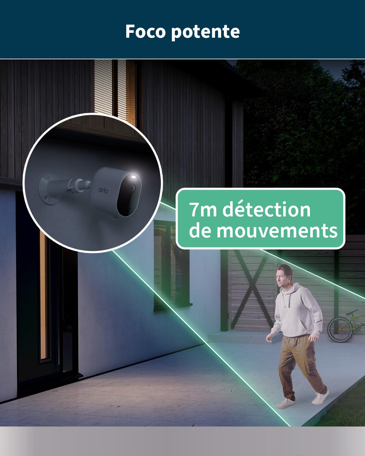Arlo Pro 5 Camara de Vigilancia WiFi Exterior 2K, Camara Vigilancia WiFi Interior, Sensor de Movimiento, Alarmas para Casa, Visión Nocturna Color, Prueba Secure Incluida, 4 Cámaras, Blancas