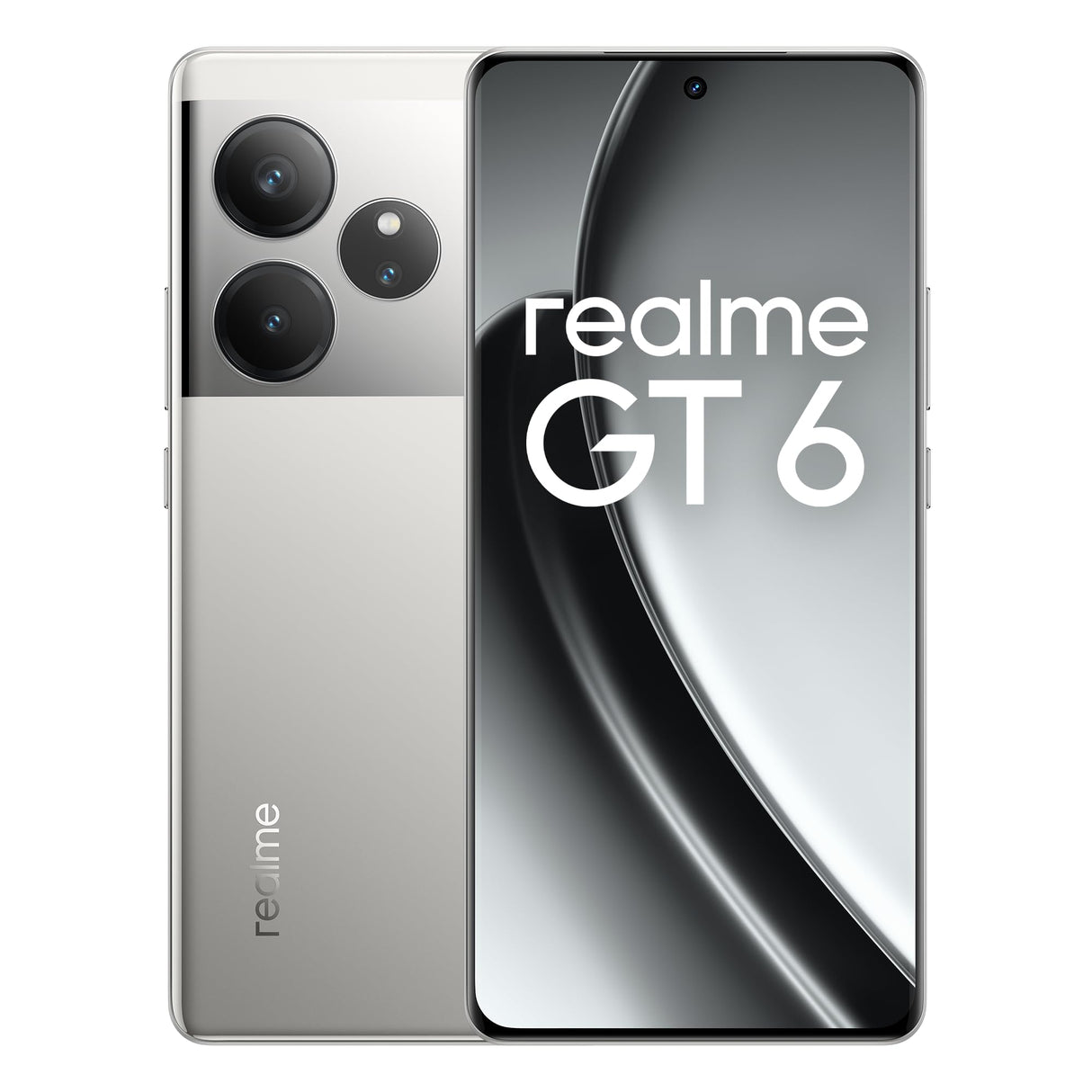 realme GT 6 5G Teléfono Móvil 8+256 GB,Procesador Snapdragon® 8s de 3.ªgeneración,Pantalla ultrabrillante de 6000 nits,Cámara Sony LYT-808 con OIS,Carga SUPERVOOC de 120 W,Plata, sin Adaptador