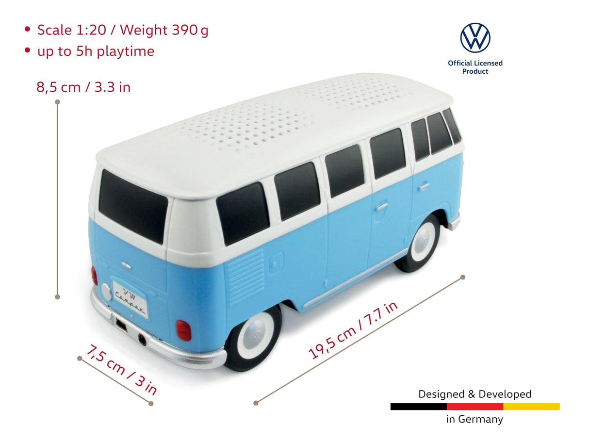 Brisa VW Collection - Altavoz portátil Bluetooth inalámbrico Volkswagen T1 Camper Bus (Escala: 1:20/Bus Clásico/Azul)