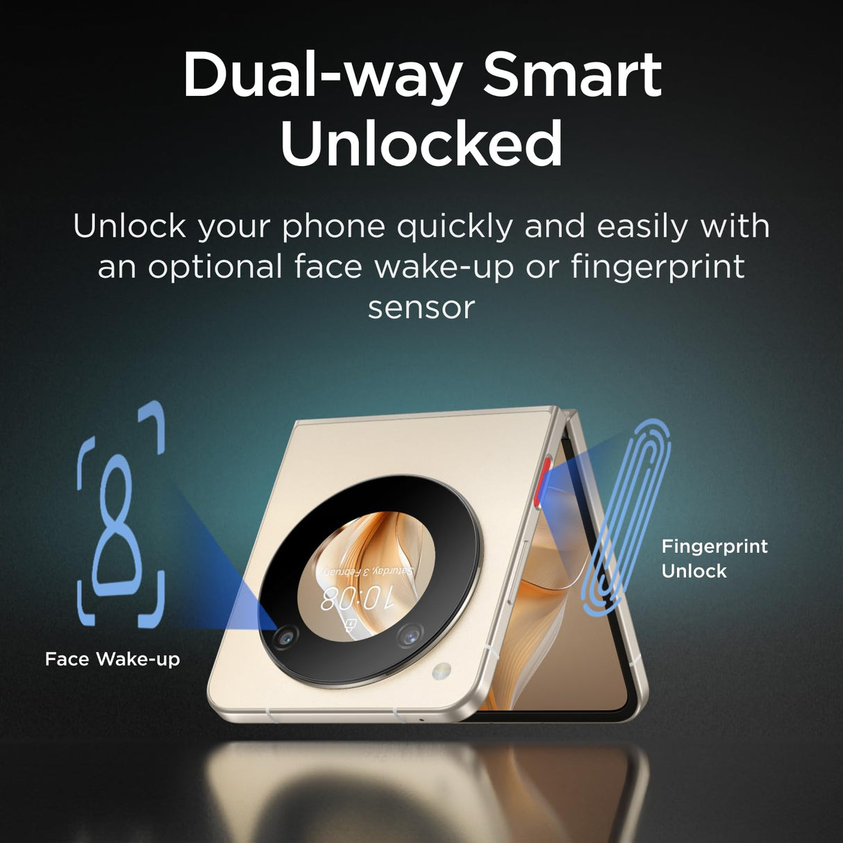 nubia Flip 5G Smartphone Desbloqueado: teléfono móvil Plegable con Pantalla Dual, cámara Dual AI de 50 MP, Snapdragon 7 Gen1, 4310 mAh, Carga rápida de 33 W, teléfono Android de Bolsillo para jóvenes