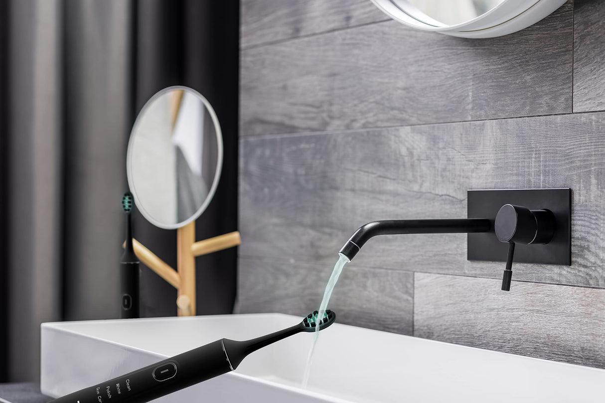 La Divergente - Cepillo de dientes eléctrico sónico con tecnología LED - Probado Antibacteriano por estudio - Batería de 1 mes - Mango suave Touch mínimo - Cepillado 3D Wavy - Silencioso <50dB