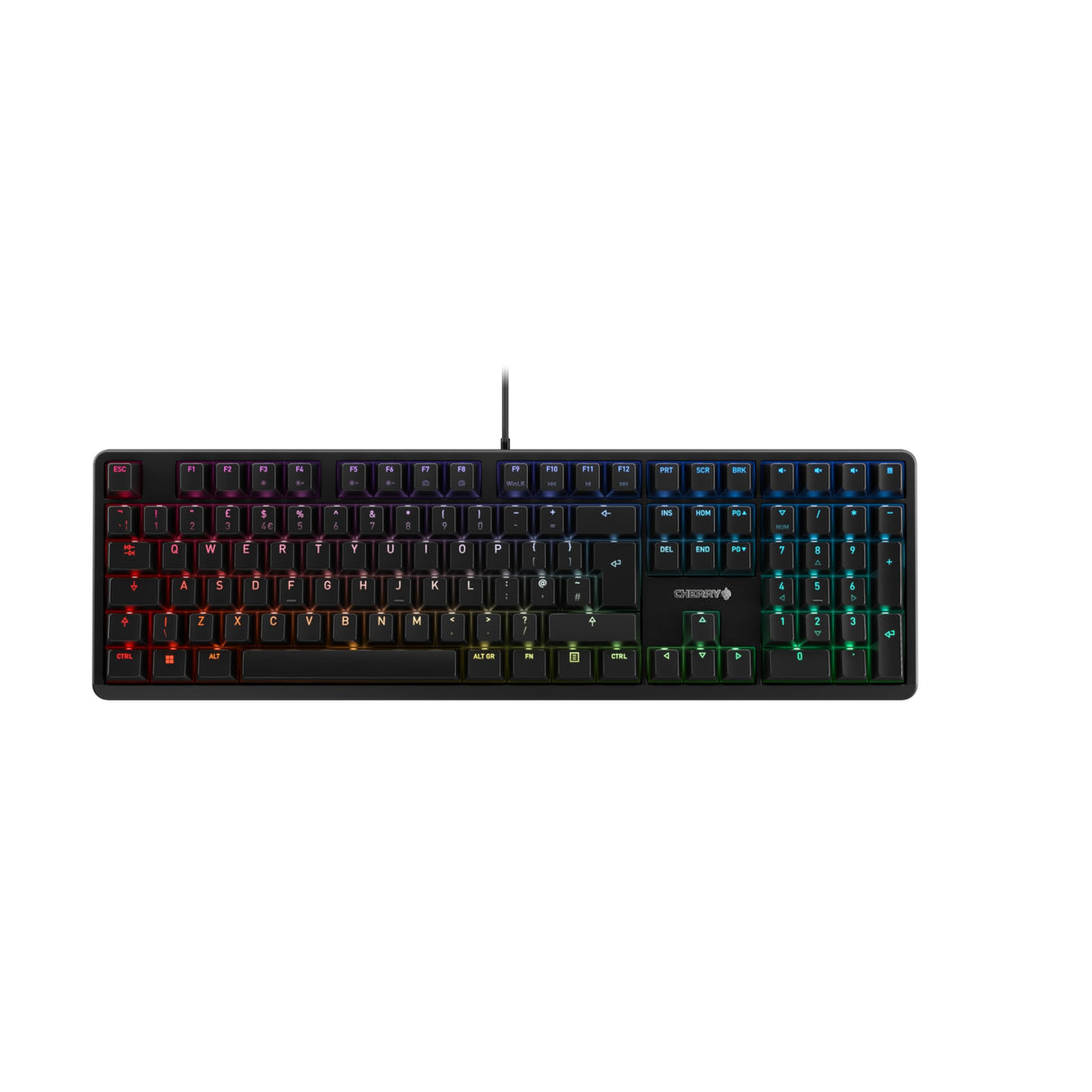 CHERRY G80-3000N RGB, teclado mecánico Gaming con iluminación RGB, distribución de teclado inglés UK (QWERTY), con cable, switches MX SILENT RED originales, negro