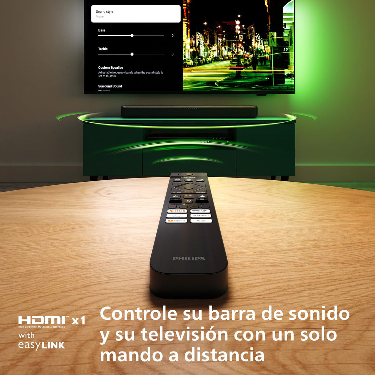 Philips TAB5109 Barra de Sonido 2.0-2 Canales de 120W, DTS Virtual X, Bluetooth 5.4, HDMI ARC, conexión óptica y conectividad USB - Gris Oscuro