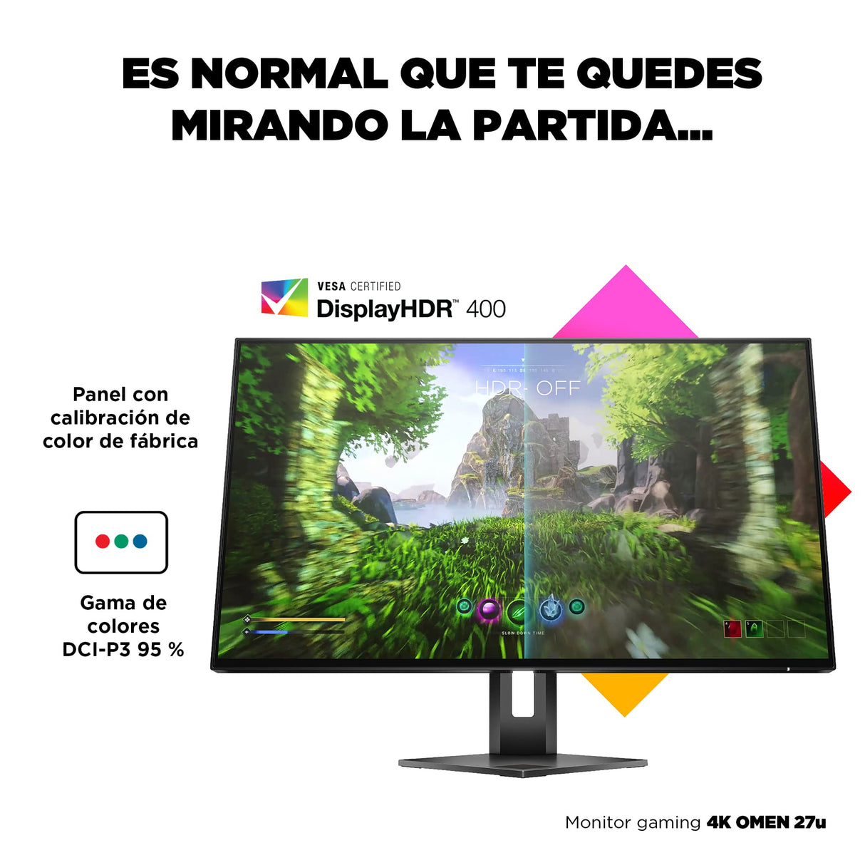 HP OMEN 27u 4K- Monitor Gaming de 27" Ultra HD (3840 x 2160 a 144Hz, 1ms, IPS, 16:9, HDMI, AMD Freesync Premium Pro, DisplayPort, HDR 400, Eyesafe, Antirreflectante, Compatibles con Consolas) Negro