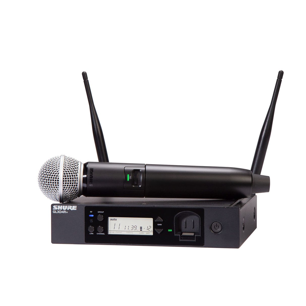 Micrófono inalámbrico Shure GLXD24R+/SM58 para Iglesias, Karaoke y Voces con batería de 12 Horas y Alcance de 30m. Incluye Receptor de un Solo Canal.
