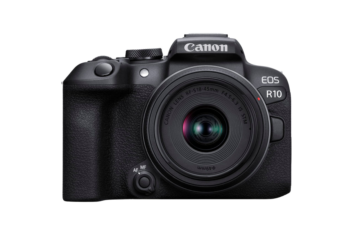 CANON EOS R10 Cámara Mirrorless + Objetivo RF-S 18-45 mm F4.5-6.3 IS STM, Cámara Evil APS-C (24,2 MP) -4 EV, Vídeo 4K 60 fps, Dual Pixel CMOS AF II, Pantalla Táctil de Ángulo Variable, Negro