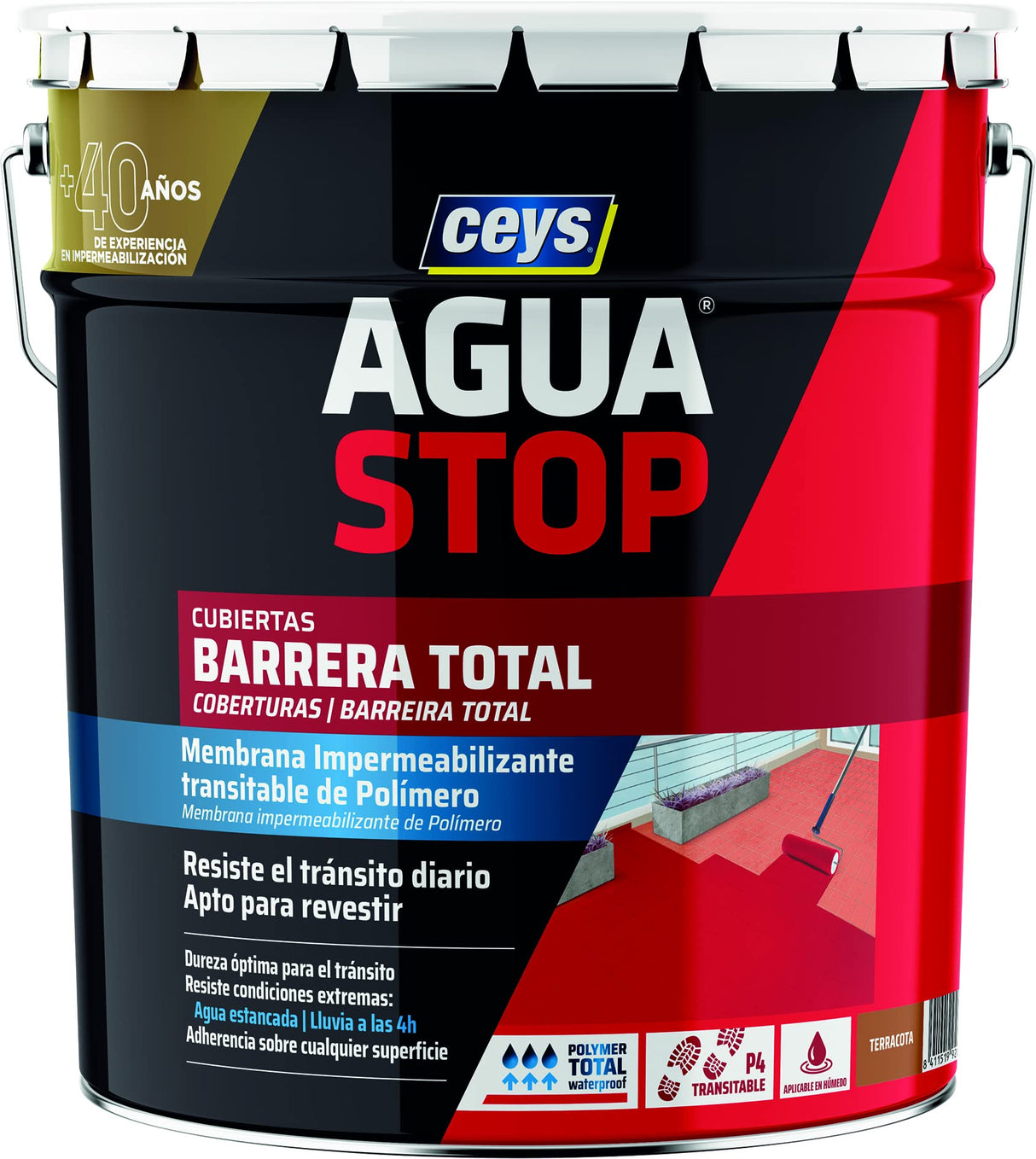 Ceys - AGUA STOP - Impermeabilizante - Barrera Total - Terracota - 14 KG