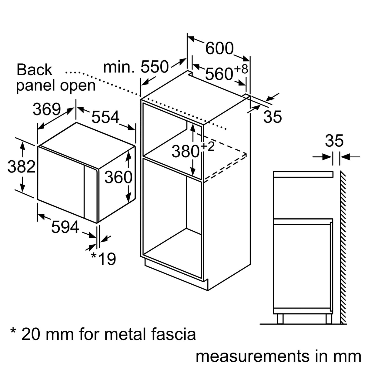 Balay 3CG5175N3 Microondas Integrable, 58 x 38 cm, 900 w, 25 l, Cristal Negro