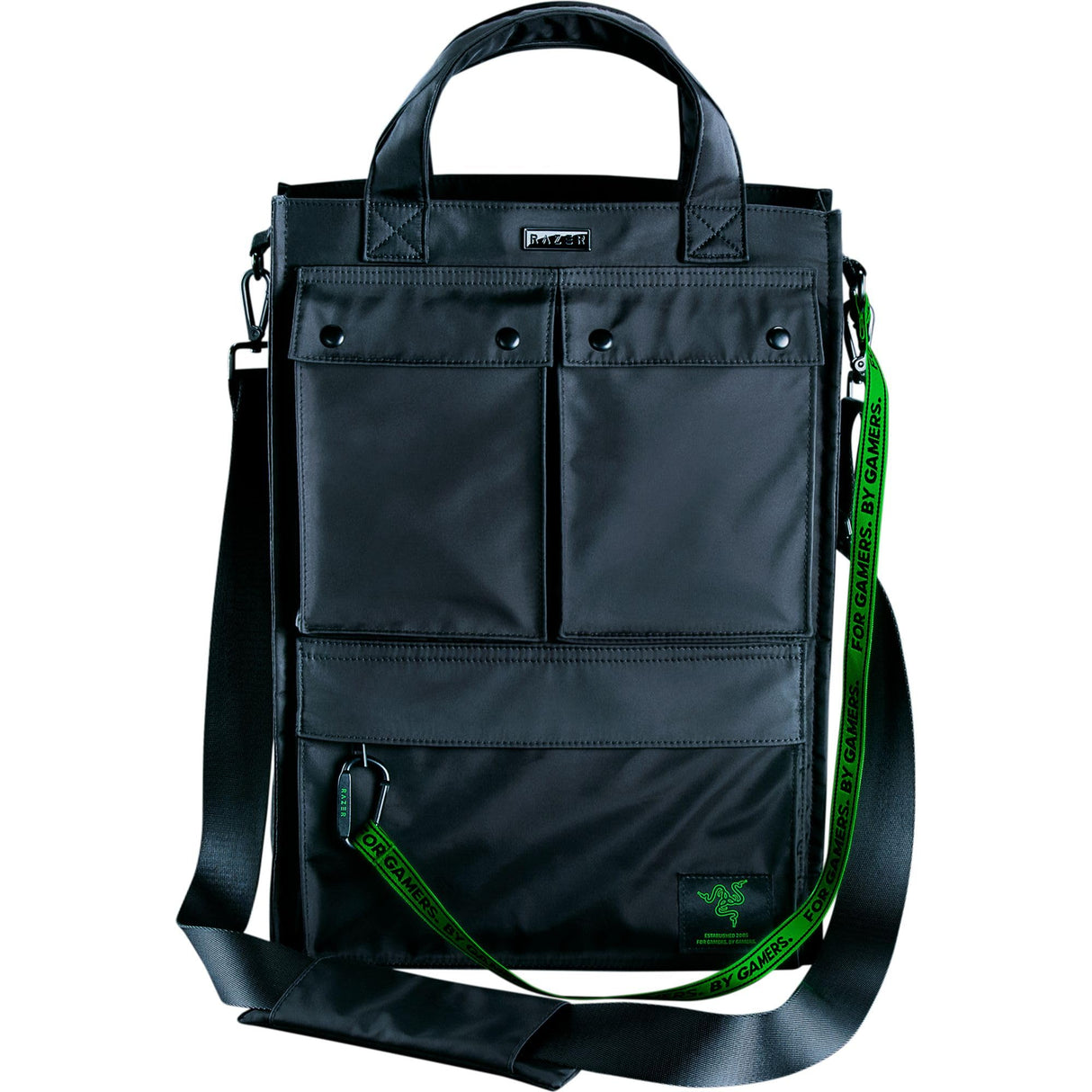 Razer Xanthus Tote Bag - Compartimento acolchado dedicado para portátil - Se adapta a portátiles de hasta 16» - Nylon repelente al agua - Transporte bidireccional con correa de hombro desmontable