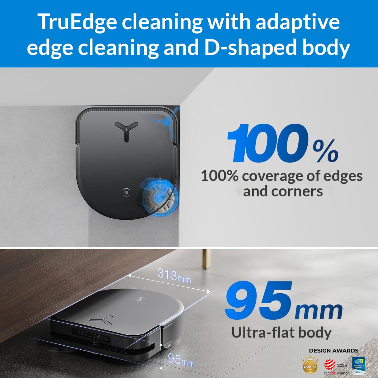 ECOVACS Robot Aspirador Lavador DEEBOT X5 Omni, Aspirador Robot con estación, 12800Pa, ZeroTangle, Limpieza húmeda adaptativa TruEdge, Lavado con Agua Caliente a 70 °C, elevación de Las Almohadillas