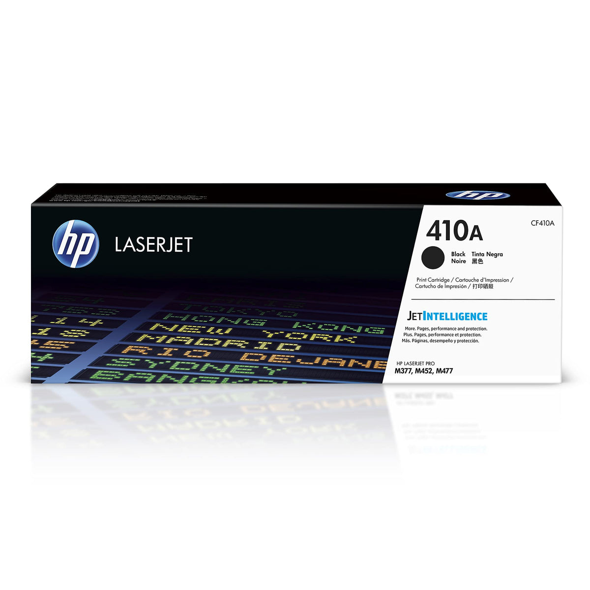HP 410A CF410A, Negro, Cartucho Tóner Original, de 2.300 páginas, para impresoras HP Color LaserJet Pro serie M452 y M477