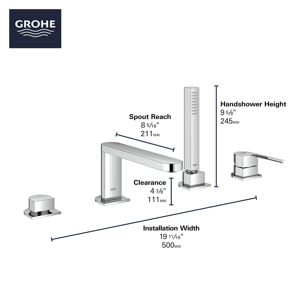 Grohe Plus - Combinación monomando para baño y ducha 1/2"