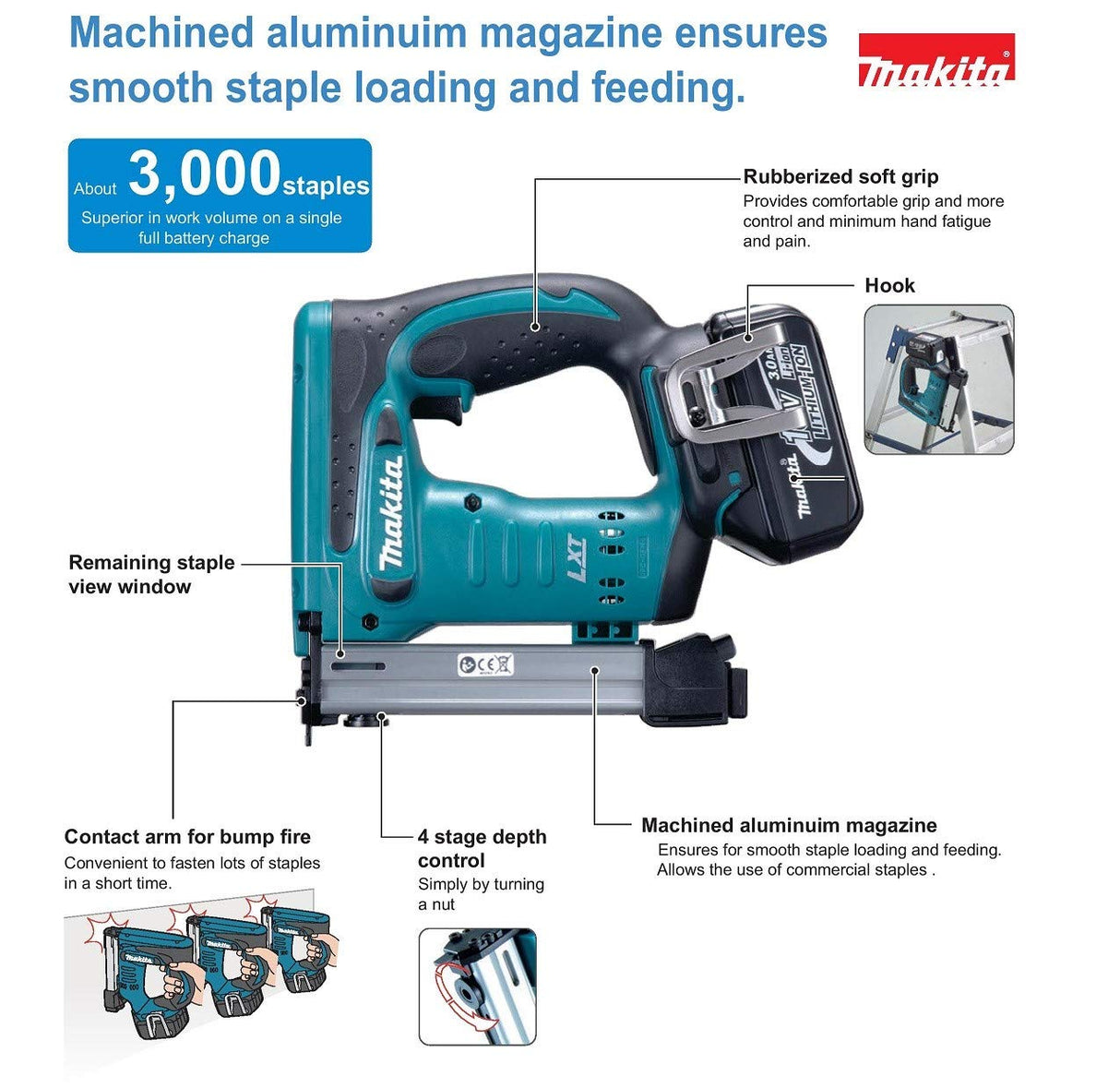 Makita DST221ZJ - Sierra circular de mano (18 V, no incluye batería ni cargador)