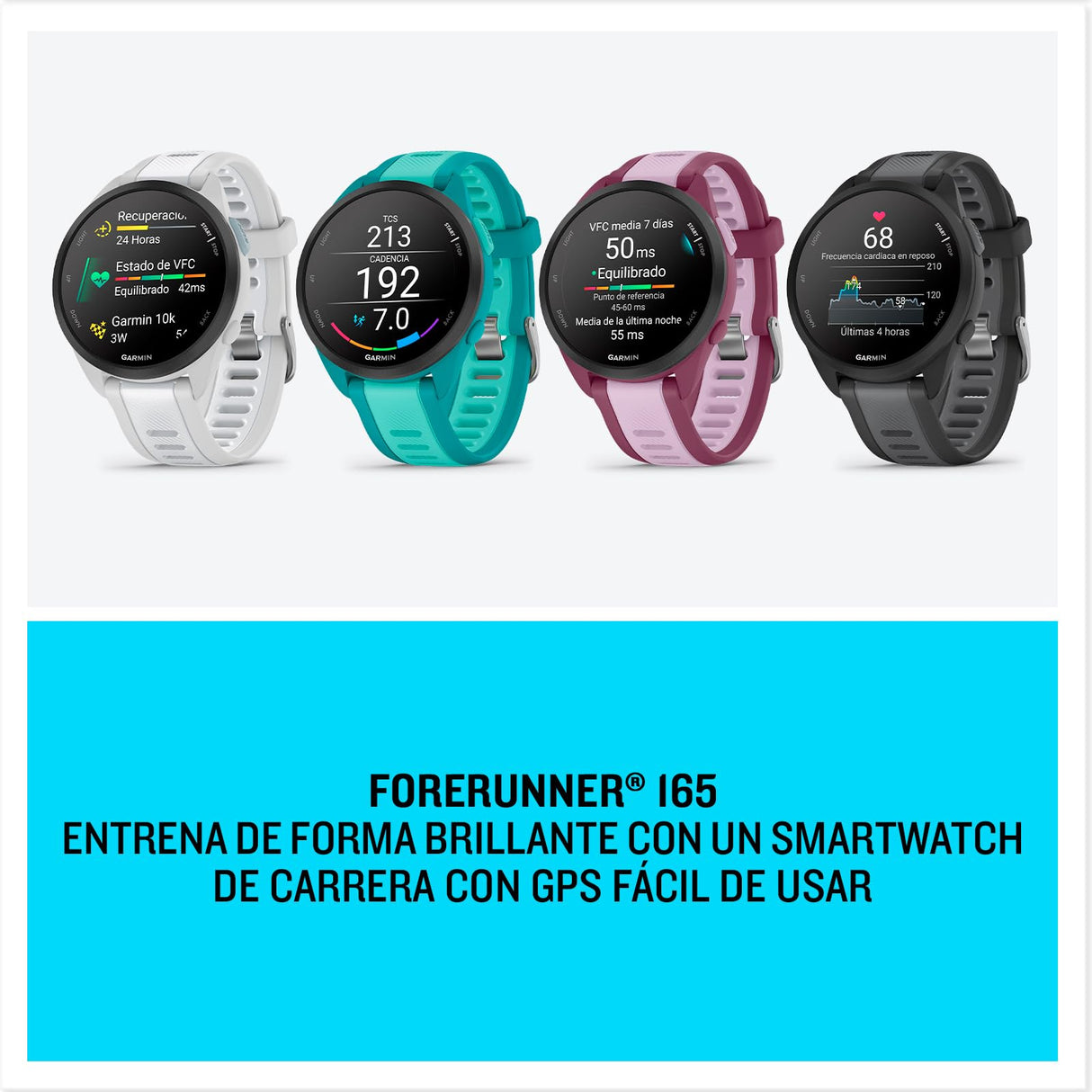 Garmin Forerunner 165 Music, Reloj Inteligente para Correr con GPS, Pantalla Táctil AMOLED, Métricas Optimizadas, Planes de Entrenamiento, Pay, Autonomía de 11 Días, Blanco