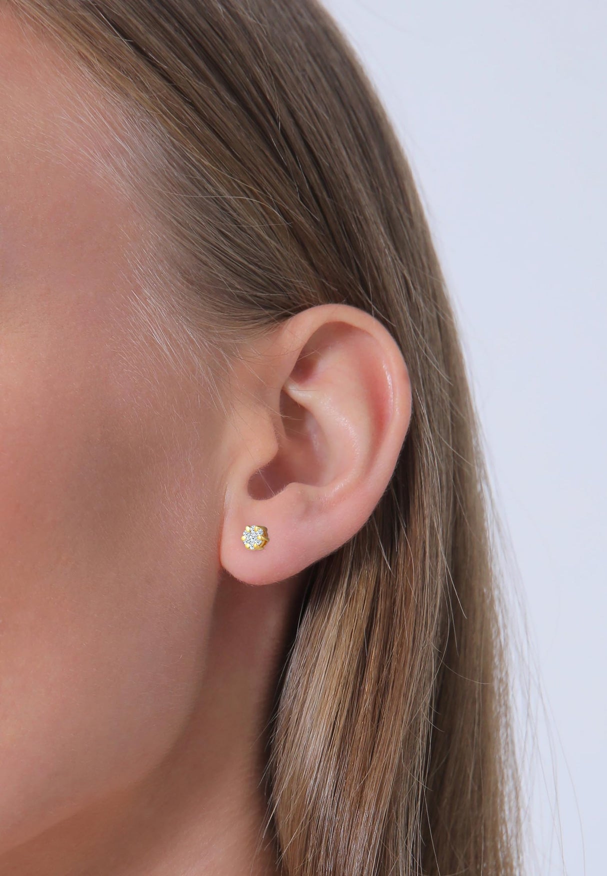 Elli DIAMONDS Pendientes Mujeres flor con Diamante (0.24 ct.) en Oro Amarillo 585