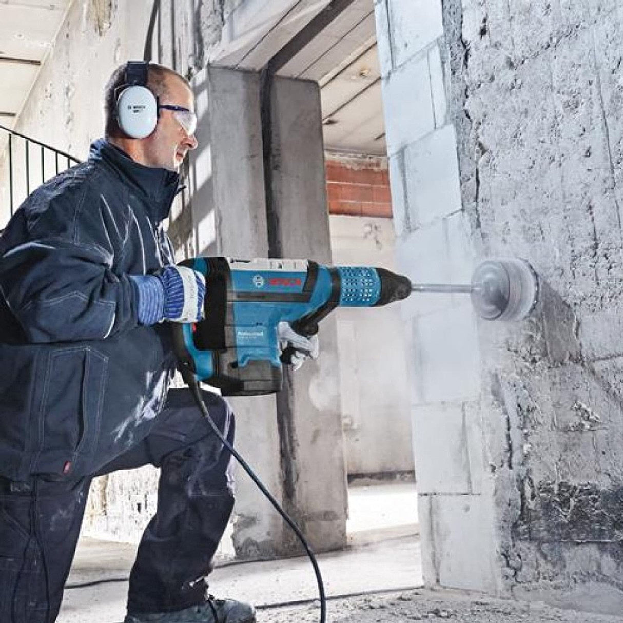 Bosch Professional GBH 12-52 DV - Martillo perforador (19 J, Ø máx. hormigón 52 mm, SDS max, Vibration control, en maletín)