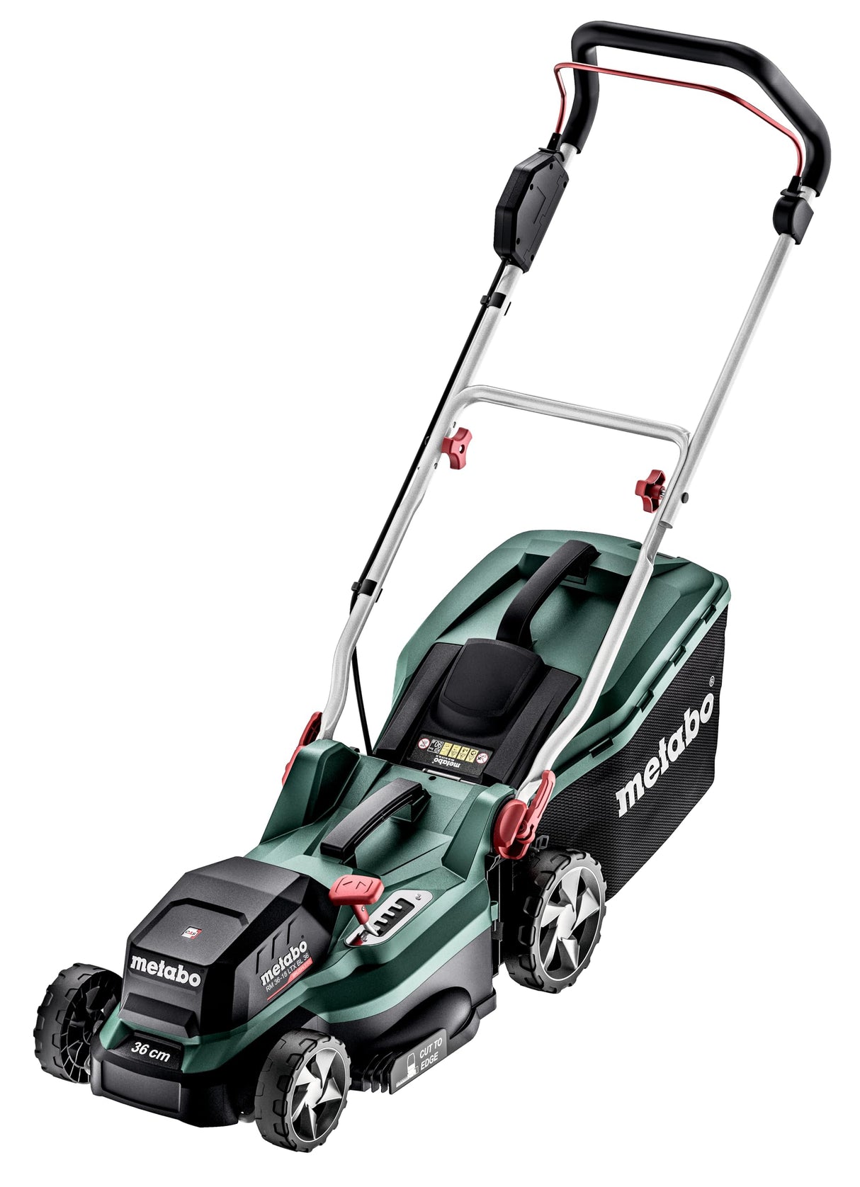 Metabo Cortacésped a Batería 18V RM 36-18 LTX BL 36 - Incluye 2 Baterías, Cargadores y Función Mulching - Ideal para Jardines de hasta 350 m²