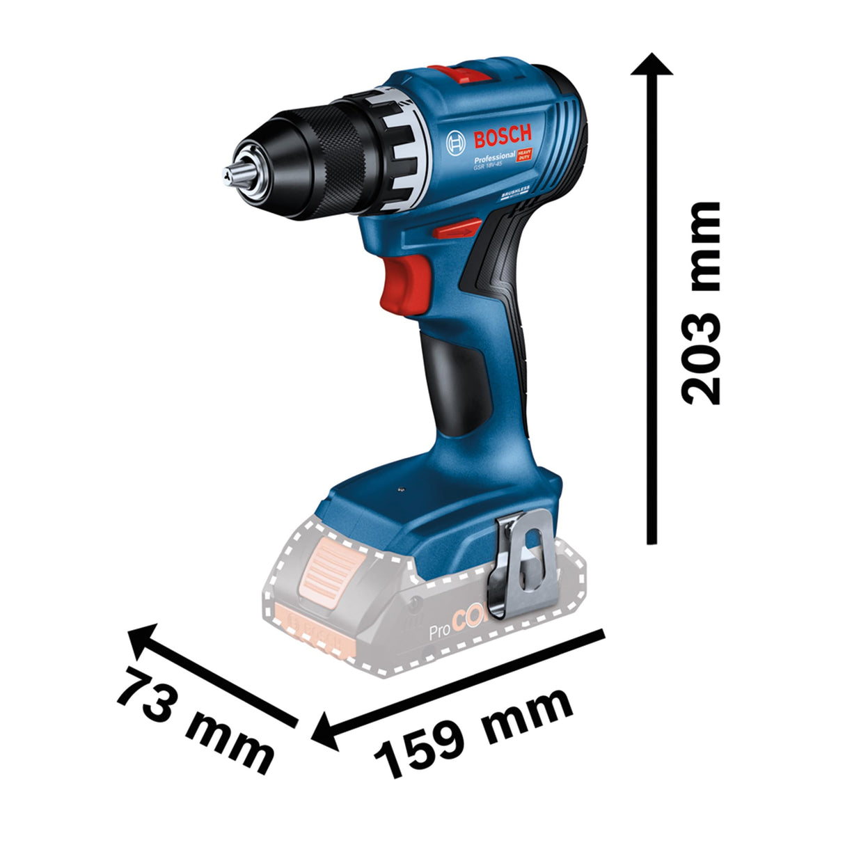 Bosch Professional 18V System GSR 18V-45 - Atornillador a batería (45 Nm, diametro máx. tornillo 8 mm, sin batería, en L-BOXX), Azul