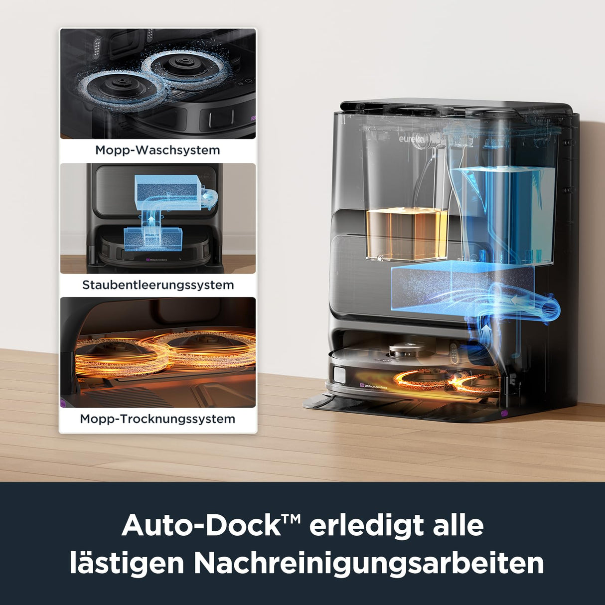 EUREKA DEJ12 Robot Aspirador y Fregasuelos con Vaciado automático de Polvo