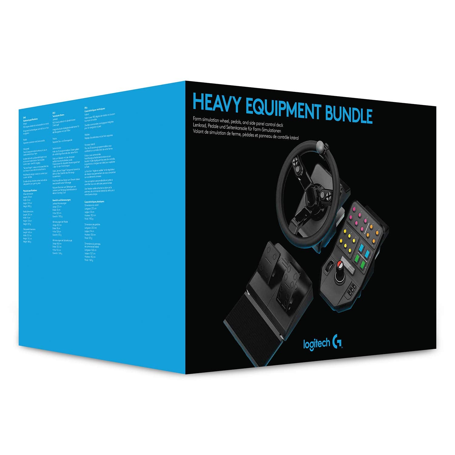 Logitech G Saitek Paquete de Equipo Pesado, Volante 900 Grados, 38 Botones Asignables, Dos Palancas Analógicas, USB, PC/Mac, Color Negro