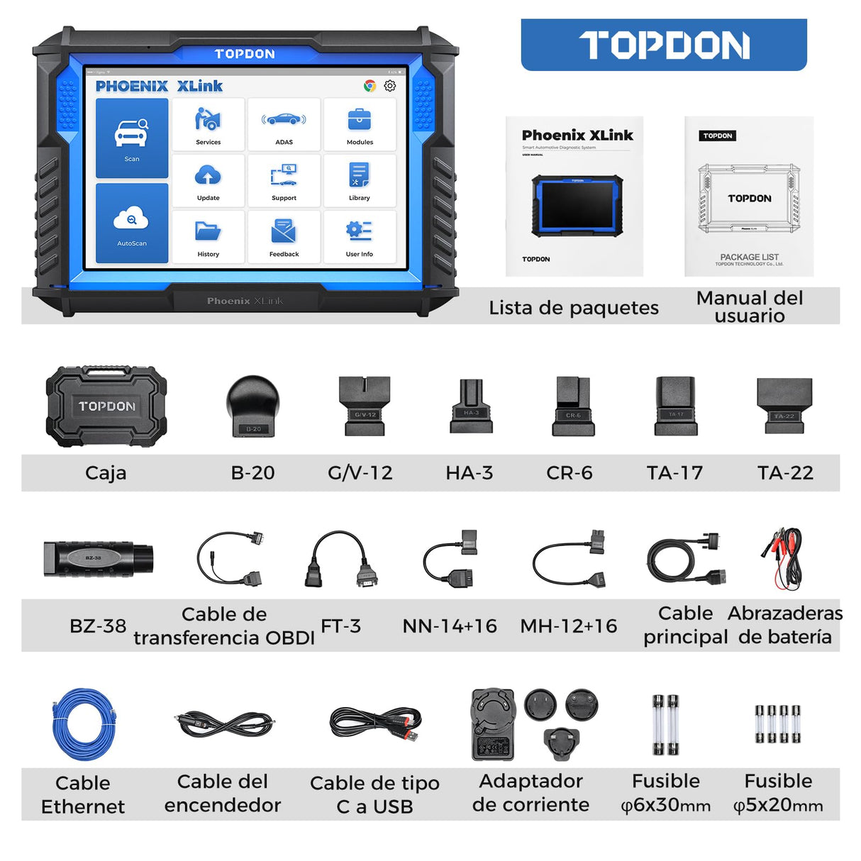 TOPDON Phoenix XLink Herramienta de Diagnóstico de Programación ECU, Escáner de Diagnóstico con Codificación ECU Online/41 Servicio/Control Bidireccional/Guiado V.A.G, Topología, Actualización 2 Años