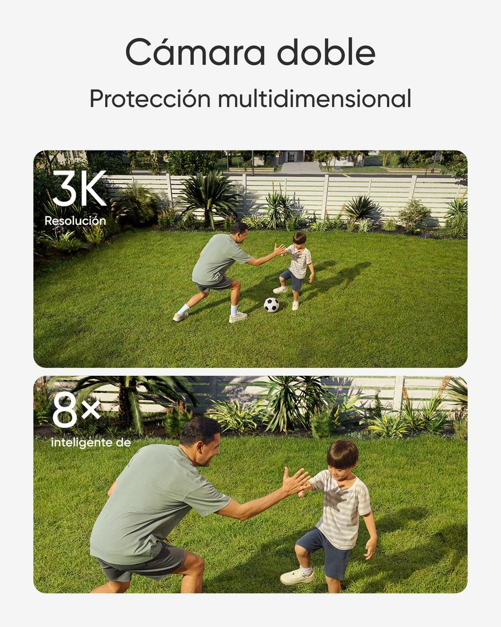 eufy Security Floodlight Camera E340 con Cable, Giro de 360° e inclinación, grabación ininterrumpida, cámara Doble, Compatible con HomeBase 3, Almacenamiento Local, sin cuota mensual