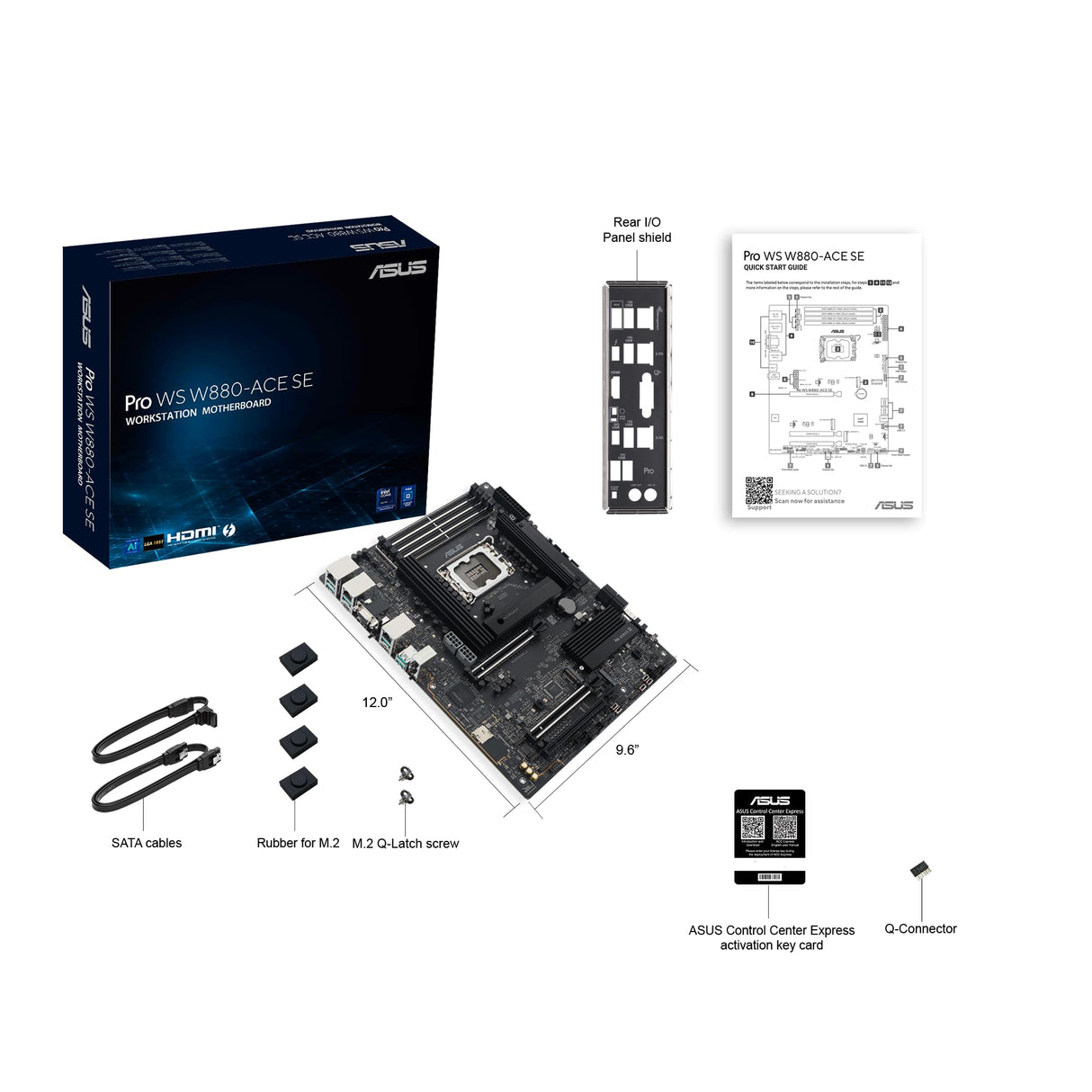 ASUS Pro WS W880-ACE SE - Placa Base para estación de Trabajo (Intel LGA1851 (ATX, PCIe 5.0, DDR5, Ethernet Dual de 2,5 GB, 4 M.2, BIOS Flashback, refrigeración AI)