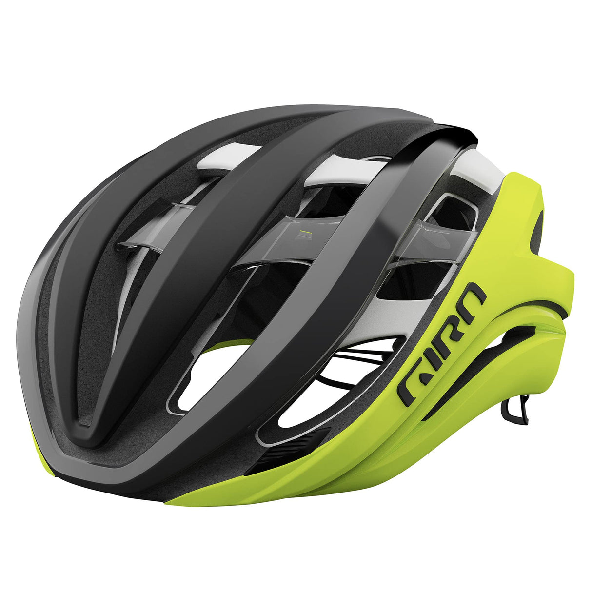 Giro Aether Spherical Casco, Hombres, Matte Black Fade/Highlight Yellow, L
